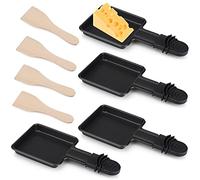 Mini sartenes de raclette,4 piezas - Juego de 4 espátulas para queso derretido huevo frito, con 4 pala de madera