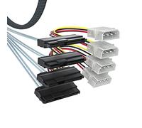Mini-SAS HD SFF-8643 to (4) 29-Pin SAS (SFF-8482) Fan-Out SAS Cable with IDE Molex 4Pin SATA Power, 12Gb/s, 1-m(3.3 ft)