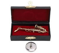 Mini Saxophone Model With Stand And Case Brass 3.3 Inches Saxophone Gift | Miniature Saxophone Figurine 3.3 Inches Brass with Stand and Case for Home Decor Gift