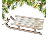 Mini-Schlittenornament - Tragbarer Holz-Weihnachtsschlitten 12 x 5 cm, Rustikale Miniaturdekoration | Kamin, Schlafzimmer, Tür, Bücherregal, DIY Weihnachtskerzen-Arrangements, Festliche Weihnachtsdeko