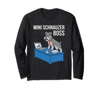 Mini Schnauzer Boss Dog Dad Broma Humor Oficina Corbata Divertido Manga Larga
