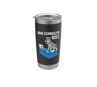Mini Schnauzer Boss Dog Dad Broma Humor Oficina Corbata Divertido Vaso térmico de acero inoxidable de doble pared