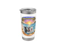 Mini Schnauzers Beach Divertido Verano Pup Lover Tropical Sunset Vaso térmico de acero inoxidable de doble pared