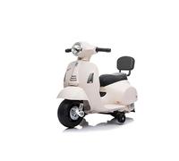 Mini Scooter electrica niños de 6V de Babycar con Respaldo - Mini Moto electrica niños con Acelerador de pie y Acceso MP3, Luces y Sonidos Integrados (Blanco)
