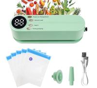 Mini sellador al vacío, portátil, 60 KPA, con 3 niveles de temperatura, 5 bolsas, 1 adaptador de inflado y 1 adaptador de extracción de aire para conservar aperitivos y almacenamiento de alimentos