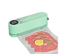 Mini sellador al vacío portátil para trabajos continuos a alta velocidad, máquina de sellado al vacío para alimentos, incluye 4 bolsas de envasado al vacío y 1 adaptador de inflado (verde)
