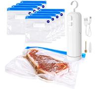 Mini sellador al vacío, sellador portátil de alimentos, sellador al vacío de mano para sellar almacenamiento de alimentos y Sous-Vide, cortador de bolsas de plástico 4 en 1 y sellador térmico
