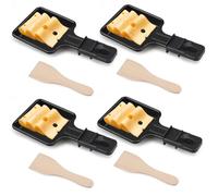 Mini set de 4 sartenes para raclette, raclette Cecotec de queso, con 4 espátulas de madera para la parrilla eléctrica universal, ideal para asar queso, huevos, etc