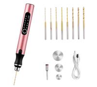 Mini set de bolígrafo, herramienta de joyería inalámbrica de 3 velocidades, taladro de artesanía recargable para madera de resina (accesorios de 12 piezas)