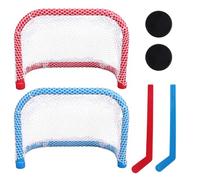 Mini Set de Juego Hockey Mesa, 2 Porterías 2 Palos y 2 Discos Juguetes Hockey de Mesa para Adultos Interiores Noche Juegos Familiares Suministros para Fiesta Deportiva