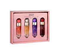 Mini set de regalo Perry Ellis 360 Women: paquete de 4 aerosoles de viaje EDP de 0,25 fl oz: 360 Women, 360 Coral, 360 Purple, 360 Red