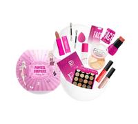 Mini Set Maquillaje Mujer - Kit Completo 10 Piezas con Paleta 16 Colores, Labiales Líquidos Mate, Barra de Labios, Brillo, Rubor Stick, Corrector 3 Tonos, Brochas y Esponja - Idea de Regalo Niña