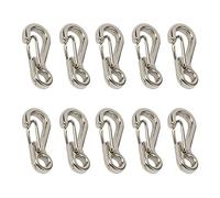 Mini SF - Mosquetón con mosquetón, 10 piezas de aleación de zinc, mosquetones pequeños para exteriores, camping, viajes, senderismo, color plateado