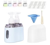 Mini Shampoo Dispenser Portable Travel Bottle Set,2-in-1/3-in-1/4-in-1 Leak-Proof Refillable Travel Containers with Labels,TSA Approved Toiletry Bottles for Shampoo,Lotion & Liquids (Blue,3-in-1)
