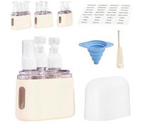 Mini Shampoo Dispenser Portable Travel Bottle Set,2-in-1/3-in-1/4-in-1 Leak-Proof Refillable Travel Containers with Labels,TSA Approved Toiletry Bottles for Shampoo,Lotion & Liquids (Beige,2-in-1)