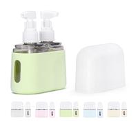 Mini Shampoo Dispenser Portable Travel Bottle Set, Leak Proof Containers with Labels, Reusable Travel Bottles, for Toiletries,Women Men (Green,2-in-1)