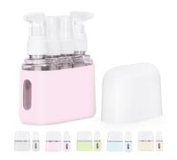 Mini Shampoo Dispenser Portable Travel Bottle Set, Leak Proof Containers with Labels, Reusable Travel Bottles, for Toiletries,Women Men (Pink,4-in-1)