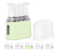 Mini Shampoo Dispenser Portable Travel Bottle Set, Leak Proof Containers with Labels, Reusable Travel Bottles, for Toiletries,Women Men (Green,4-in-1)