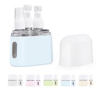 Mini Shampoo Dispenser Portable Travel Bottle Set, Leak Proof Containers with Labels, Reusable Travel Bottles, for Toiletries,Women Men (Blue,3-in-1)