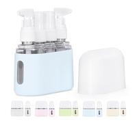 Mini Shampoo Dispenser Portable Travel Bottle Set, Leak Proof Containers with Labels, Reusable Travel Bottles, for Toiletries,Women Men (Blue,4-in-1)