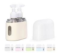 Mini Shampoo Dispenser Portable Travel Bottle Set, Leak Proof Containers with Labels, Reusable Travel Bottles, for Toiletries,Women Men (Beige,2-in-1)