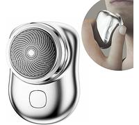 Mini-Shave Portable Electric Shaver, USB Men's Electric Shaver, Wet and Dry for Home,Car,Travel (Gradient Color) (Silver)