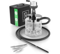 Mini Shisha To Go M. ROSENFELD con Bolsa y Accesorios Premium - Set Completo con Cabeza, Manguera, Boquilla, Difusor y Base Acrílica - Portátil y Lista para Usar (Negro sombra)