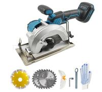 Mini sierra circular con batería para Makita de 18 V, sin escobillas, con 3 hojas de sierra, gafas, guantes y 2 llaves, corte de inglete de 0 a 45° para azulejos, madera y plástico (sin batería)