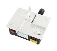 Mini sierra circular de mesa eléctrica de 96 W, 5000 rpm, pequeña sierra circular de mesa con 4 hojas y cubierta protectora, minisierra circular para pequeños palos de madera, acrílico, tubos de cobre