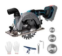 Mini Sierra Circular Inalámbrica sin Escobillas 18V, 7000 RPM Sierra de Mano Compatible con Batería Makita, Corte Biselado 0-45°, Profundidad Ajustable para Madera y Plástico (Sin Batería)