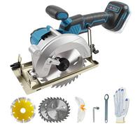 Mini Sierra Circular para Makita de 18V, Sierra Circular de Mano Sin Escobillas con 3 Hojas de Sierra,Gafas,Guantes y 2 llaves,Corte de Inglete de 0 a 45° para Azulejos,Madera,Plástico (Sin Batería)