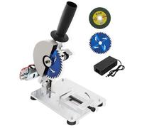 Mini sierra de corte - Sierra ingletadora de mesa de 4 pulgadas con 2 cuchillas, 7 ajustes de velocidad, 9000 RPM, ángulo y altura ajustable, máquina de corte portátil para acero, aluminio, madera