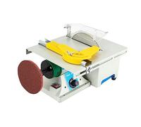 Mini sierra de mesa 750 W 800-10000 rpm, 5 en 1 sierra circular de mesa con 2 hojas, profundidad de corte 0-10 mm, sierra bancaria multifunción para proyectos de carpintería DIY