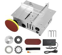 Mini Sierra de Mesa con 4 cuchillas, 96W Mini Sierra Circular de Mesa, Mesa de Corte para Madera con solapa de seguridad, Sierra circular de Mesa 7-Velocidades de Ajustable para artesanía de madera