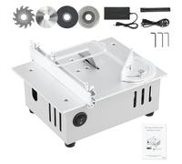 Mini Sierra De Mesa Con 4 Cuchillas, Portátil Mini Sierra Circular De Mesa De 0,1 a 15mm, Sierra Circular De Precisión De 7-Velocidades, 96 W Sierra De Mesa Ajustable Para Bricolaje, Madera, Modelismo