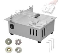 Mini Sierra Mesa, Sierra Eléctrica Escritorio Para Carpintería 96 W con 4 Cuchillas, Velocidad Ajustable 7 Niveles, Profundidad Corte 15 Mm, Ángulo 0-90 Ajustable Altura, Cortadora Para Bricolaje