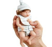 Mini silicona muñeca baby baby baby body body silicone muñeca 6 pulgadas de piel suave mini muñecas de bebé con sombrero y ropa blanca azul para novatos, juguetes para niños, accesorios de fot