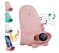 Mini silla cargador rápido inalámbrico multifuncional soporte portátil 3 en 1 cargador inalámbrico con función de altavoz, suministro de carga rápida para todos los teléfonos (rosa)