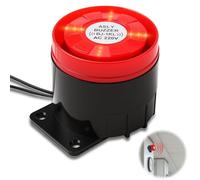 Mini Sirena Alarma 220V 120dB Sistema de Seguridad Exterior con Luz Intermitente Sonido de Alto Decibelio Mini Alarma Sonora Luminosa para Hogar Oficina Tienda Garaje Puerta de Jardín Balcón Vehículo