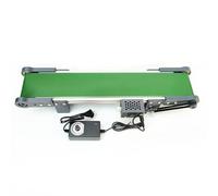Mini sistema de cinta transportadora de 10 x 100 cm, acero inoxidable, velocidad ajustable, funciones de avance, retroceso, pausa, ideal para automatización de líneas de productos de escritorio