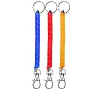 Mini Skater 3Pcs Spiral Retractable Spring Coil Keychain Theftproof Anti-lost Stretch Safety Key Ring with Metal Lobster Clasp for Keys Wall