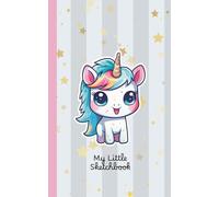 Mini Sketch Book 5x8 inch, Cute Kawaii Unicorn Small Sketch Pad for Kids and Teens, Travel Size: Portable Blank Notebook Journal for Sketching, Doodling, Drawing and Writing, Pastel Blue