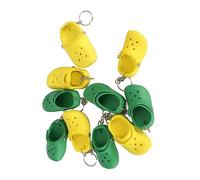 Mini Slipper Keychain Cute Silicone Slipper Keychain Adorable Little Shoes Keychain for Car Handbag Phone Travel Camping Yellow Green 10 Pieces