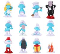 Mini Smu-rfs Cake Topper 12 Pcs The Smu-rfs Cake Topper, Mini Figuras Niños Adornos, Pastel Decoración Suministros, Happy Birthday Party Supplies Decoraciones