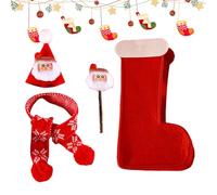 Mini sombrero de Papá Noel, felpa, bola blanca, Foster Closer Bond | Juego de gorro de bufanda, gorro de bufanda, sombreros de Papá Noel, decoración de disfraz de Navidad para gatos y perros pequeños