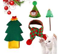 Mini sombrero de Papá Noel, felpa, bola blanca, Foster Closer Bond | Juego de gorro de bufanda, gorro de bufanda, sombreros de Papá Noel, decoración de disfraz de Navidad para gatos y perros pequeños