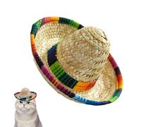 Mini Sombrero Hat, Tiny Woven Headwear, 6.3x6.3x7.09 Inch, Wide Brim Costume Accessory, Decorative Fiesta Headband, Handmade Pet Party Wear for Kids, Dog, Birthday, Outdoor, Costume, Celebration, Even