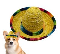 Mini Sombreros, Woven Mexican Hat, 6.3x6.3in Wide Brim Party Headband, Lightweight Comfortable Fit, Festive Traditional Design for Kids, Pets, Dog Birthdays, Outdoor Celebrations