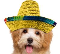Mini Sombreros, Woven Mexican Sombrero, 6.3x6.3x7.09 Inches Wide Brim Headband for Outdoor Costume Celebrations, Pet Kids Dog Birthday Party Accessories, Festive Fun to Children