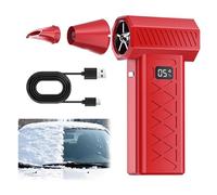 Mini soplador de limpieza portátil de 130.000 RPM, soplador de aire eléctrico con turbocompresor, soplador de nieve para coche con 6 velocidades ajustables y carga tipo C,Red-19 * 14 * 5cm